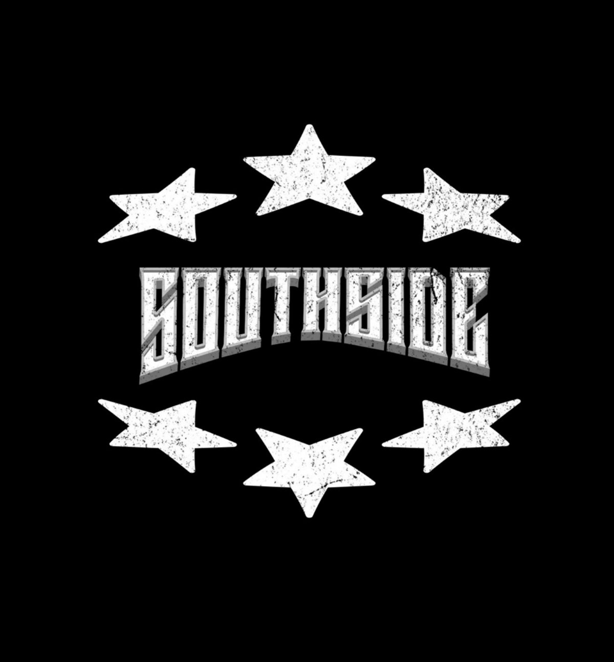 White distressed logo with SOUTHSIDE text surrounded by six stars on black background